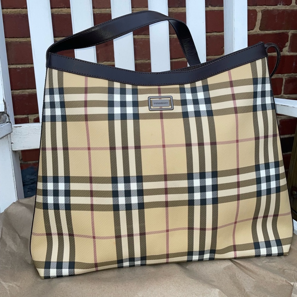 Burberry coated canvas shoulder tote